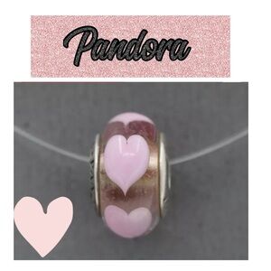 Pandora Pink Murano Glass Heart Charm - retired